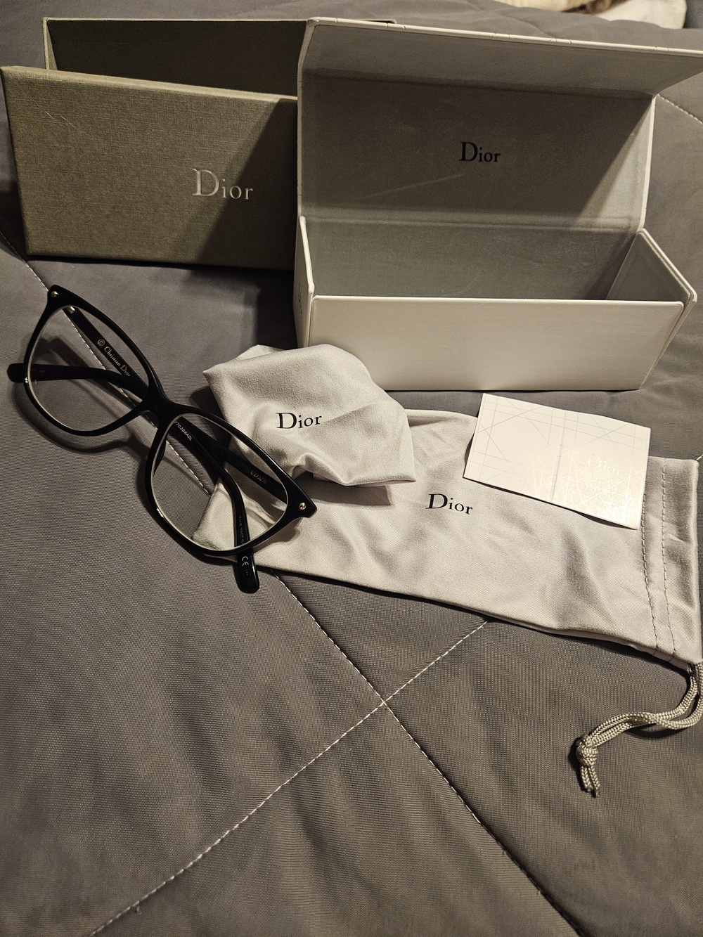 Dior Black Frames Optical Glasses with Gray Dior Box and Pouch